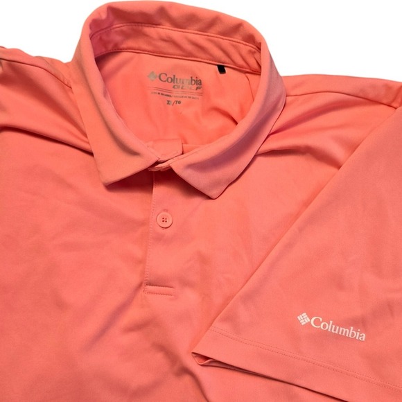 Columbia Golf Mens Polo XL Shirt Sunset Red Omni Drive Athletic Training Casual - Picture 1 of 8